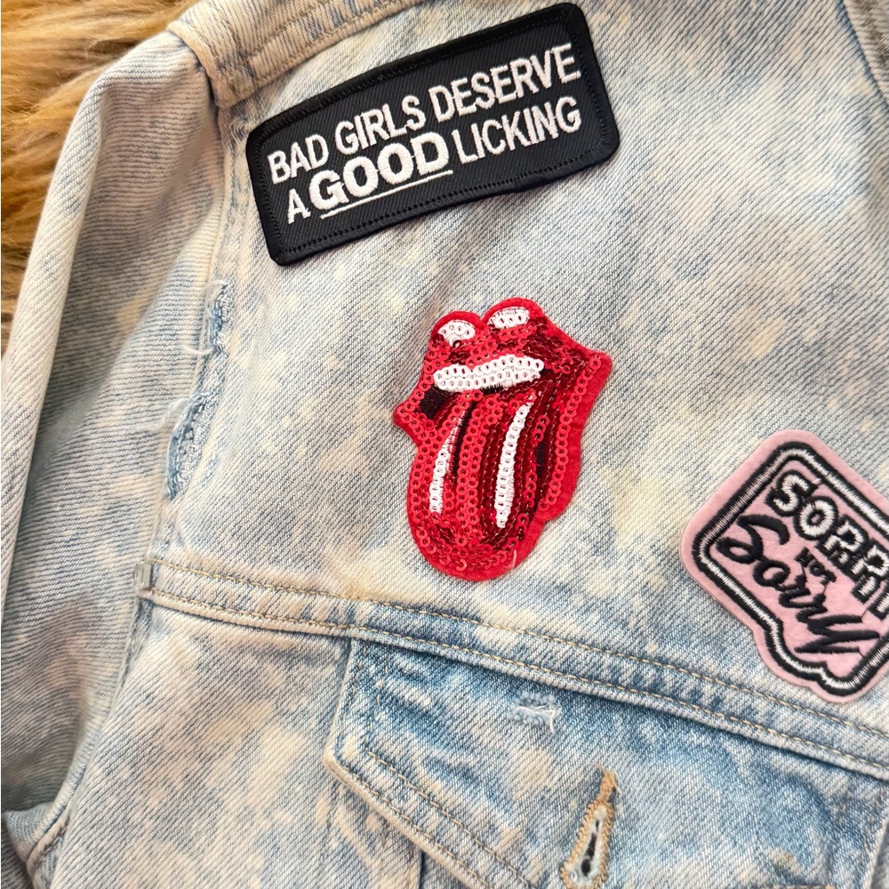 One-of-One Custom Distressed Denim Jacket | Hand Painted + Patchwork Streetwear - Picture 2 of 5